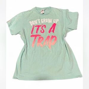 Delta Mint Green Tee with Pink Text